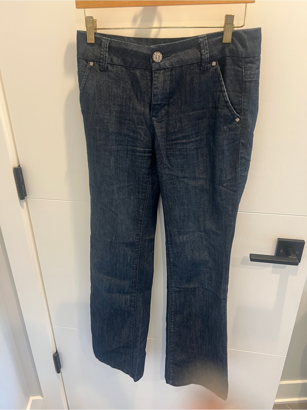 Classic Women's Dark Blue Wide-Legged Jeans.